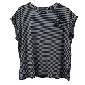 Kobi Halperin Striped Embroidered Bird T Shirt Size S Navy White Nautical